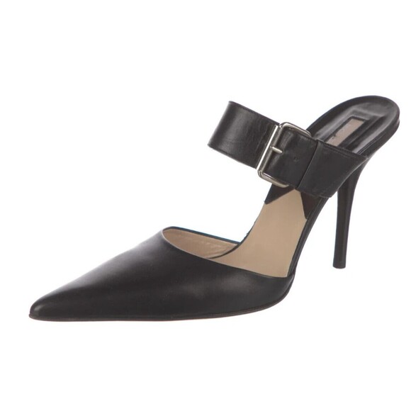 DESIGNER MICHAEL KORS COLLECTION BLACK LEATHER POINTED TOE HIGH HEEL 8.5 M - Picture 2 of 13